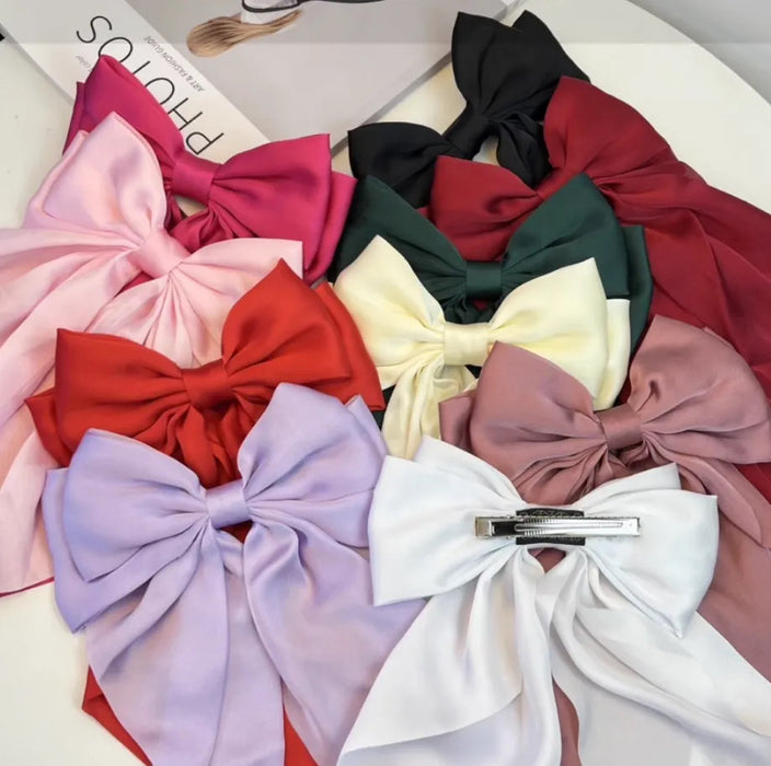 Long Silky Hair Bow 1DZ - 31 Colors