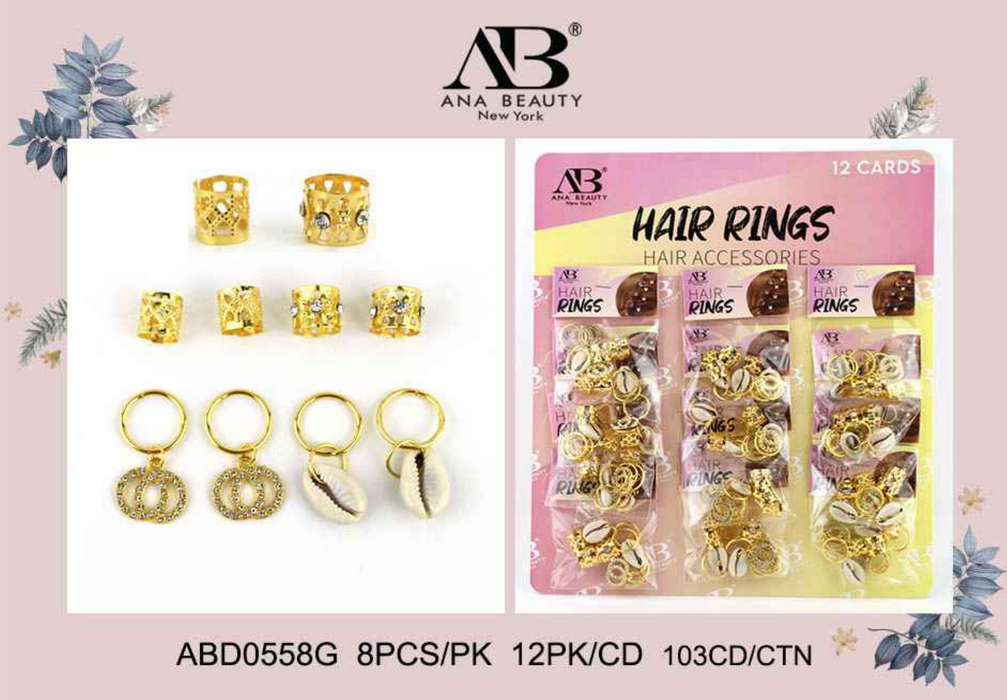 Ana Beauty Filigree Tube Hair Rings - 0558