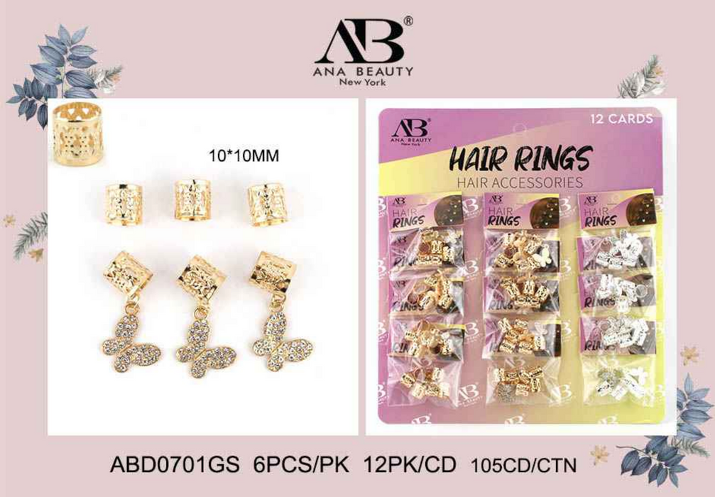 Ana Beauty Filigree Tube Hair Rings - 0701