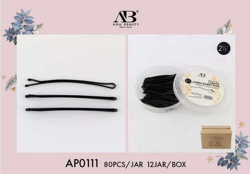 Ana Beauty 2.5" Curved Jumbo Bobby Pins 100pcs - 0111