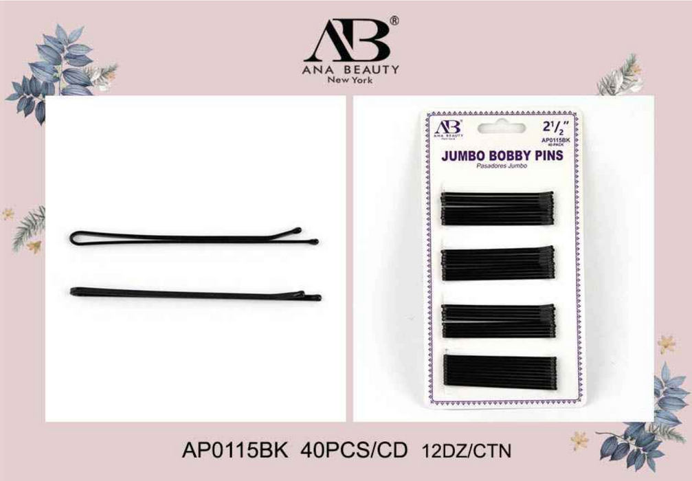 Ana Beauty 2.5" Jumbo Bobby Pins 40pcs - 0115BK