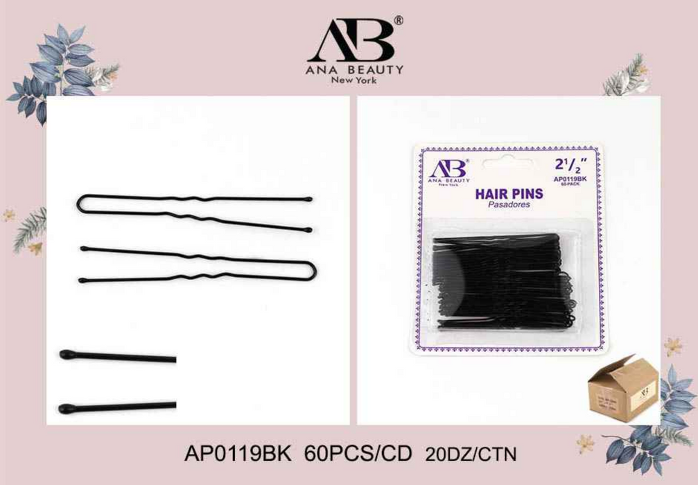 Ana Beauty 2.5" Hair Pins 60pcs - 0119BK