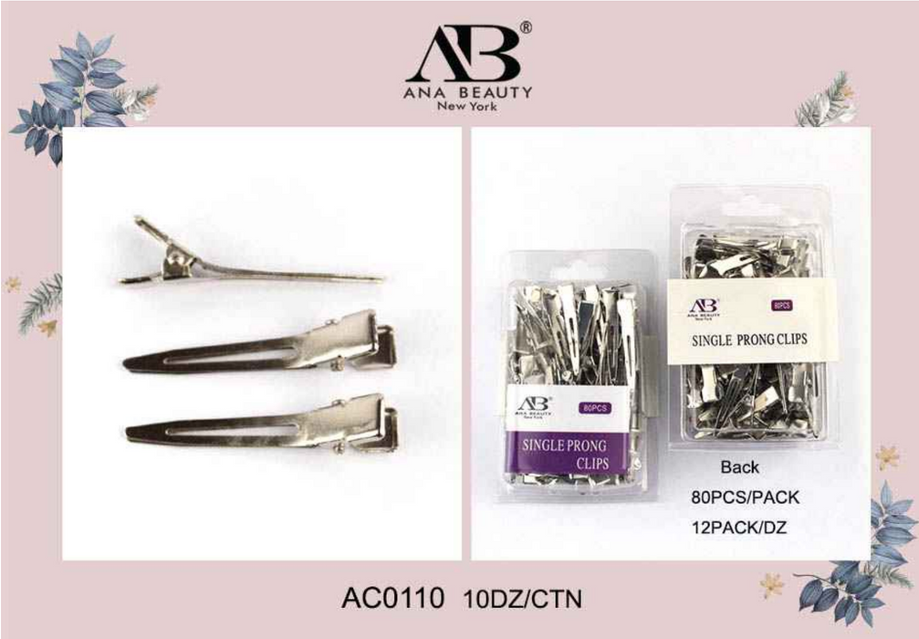 Ana Beauty Single Prong Clips - 0110